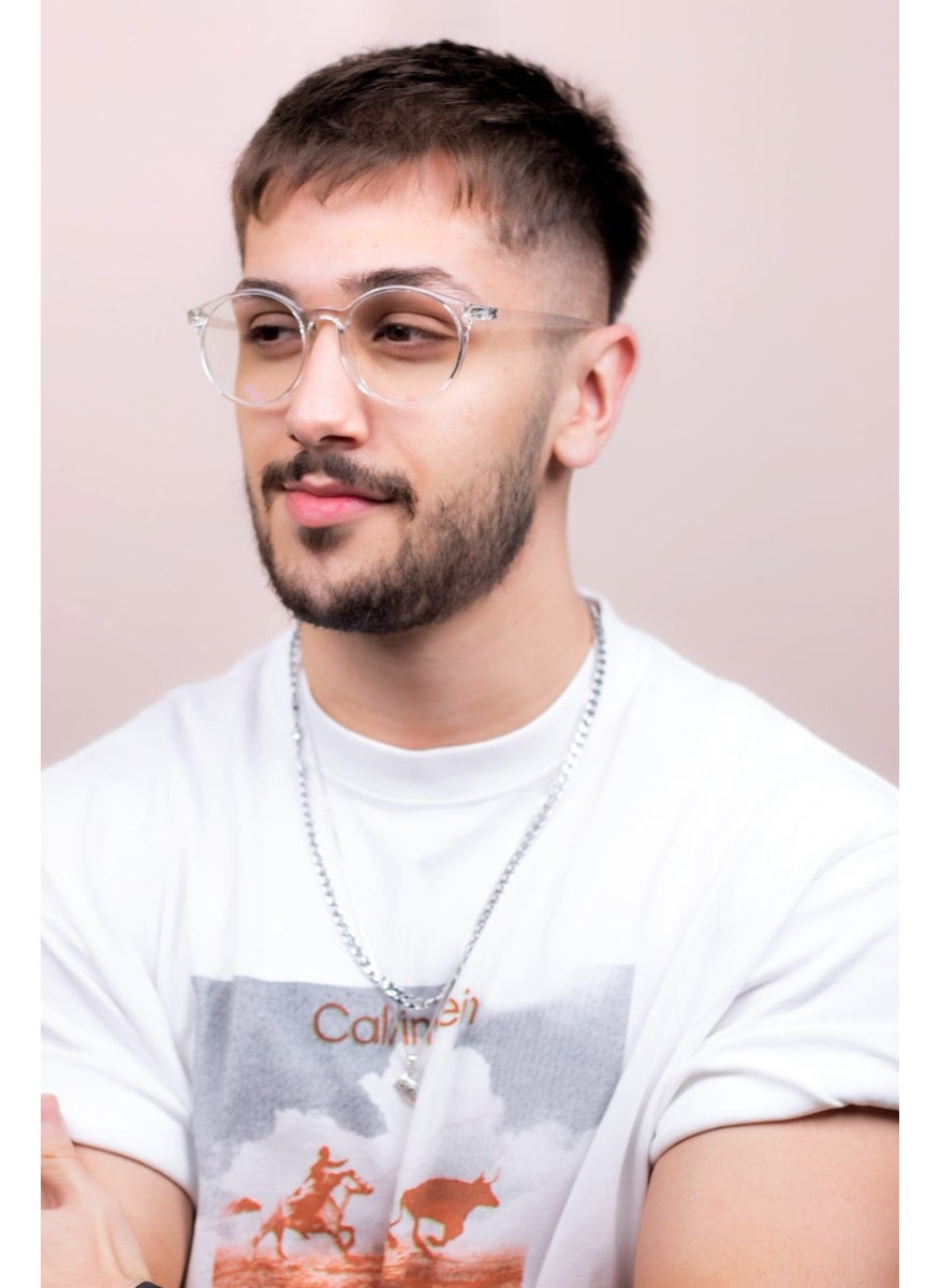 Orange Tokyo Crystal Clear Blue Light Glasses UV400 Multi Color Gradient Clear 50 Round