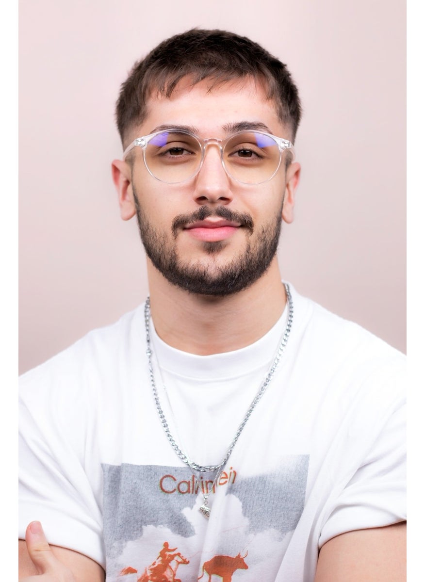 Orange Tokyo Crystal Clear Blue Light Glasses UV400 Multi Color Gradient Clear 50 Round