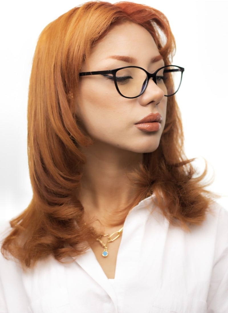 Transparent Ohrid Black Blue Light Filtered Screen Glasses Black UV400 Matte Black Cat Eye 52