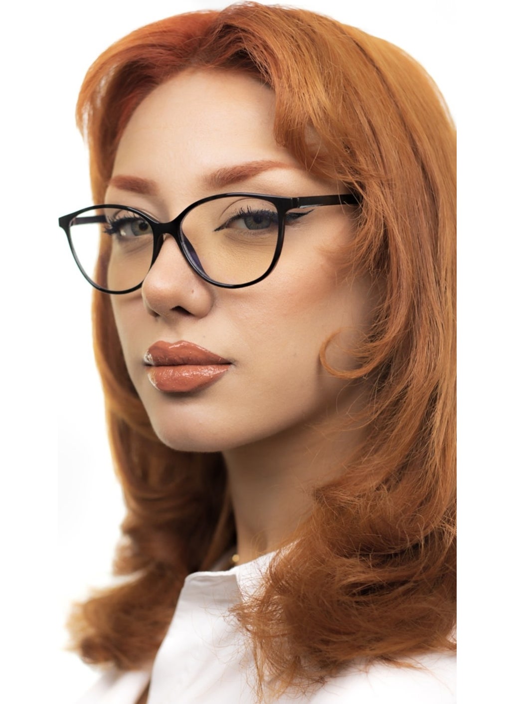 Transparent Ohrid Black Blue Light Filtered Screen Glasses Black UV400 Matte Black Cat Eye 52