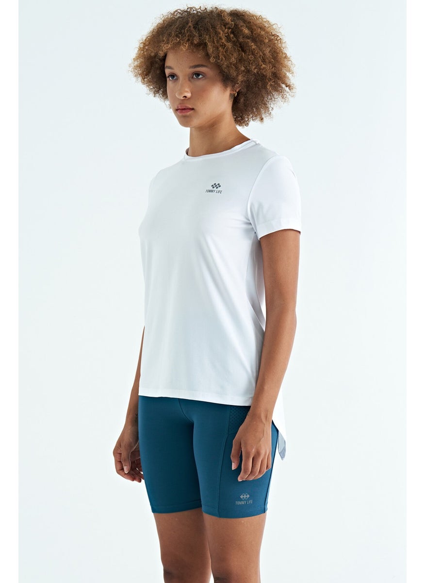 White Back Slit Detailed O Neck Short Sleeve Standard Fit Women's T-Shirt - 97267