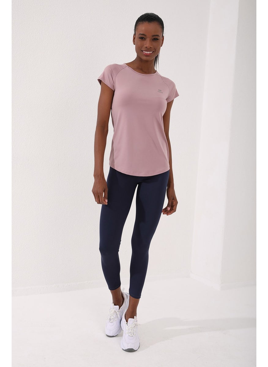 Dusty Rose Women's Back Window Short Sleeve Standard Pattern O Neck T-Shirt - 97101
