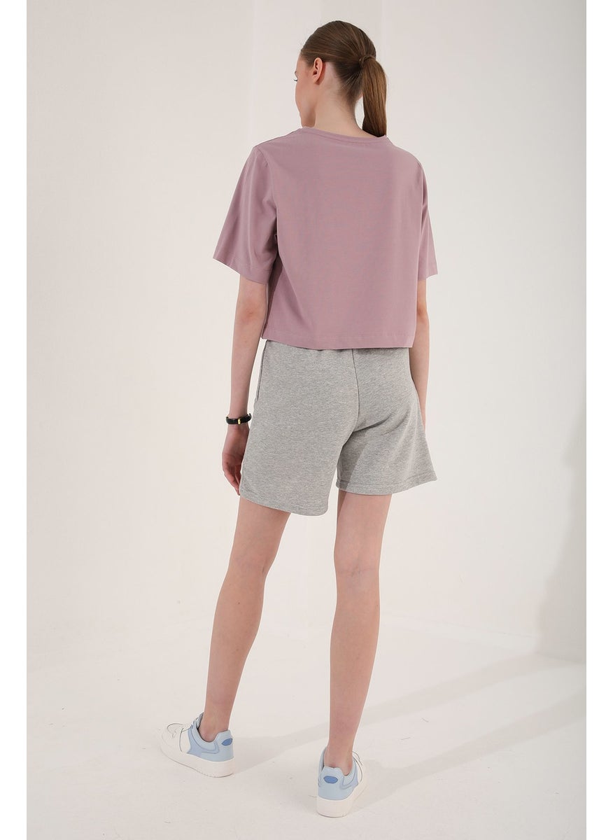 Dusty Rose Women's Asymmetrical Text Printed Oversize O Neck T-Shirt - 97136