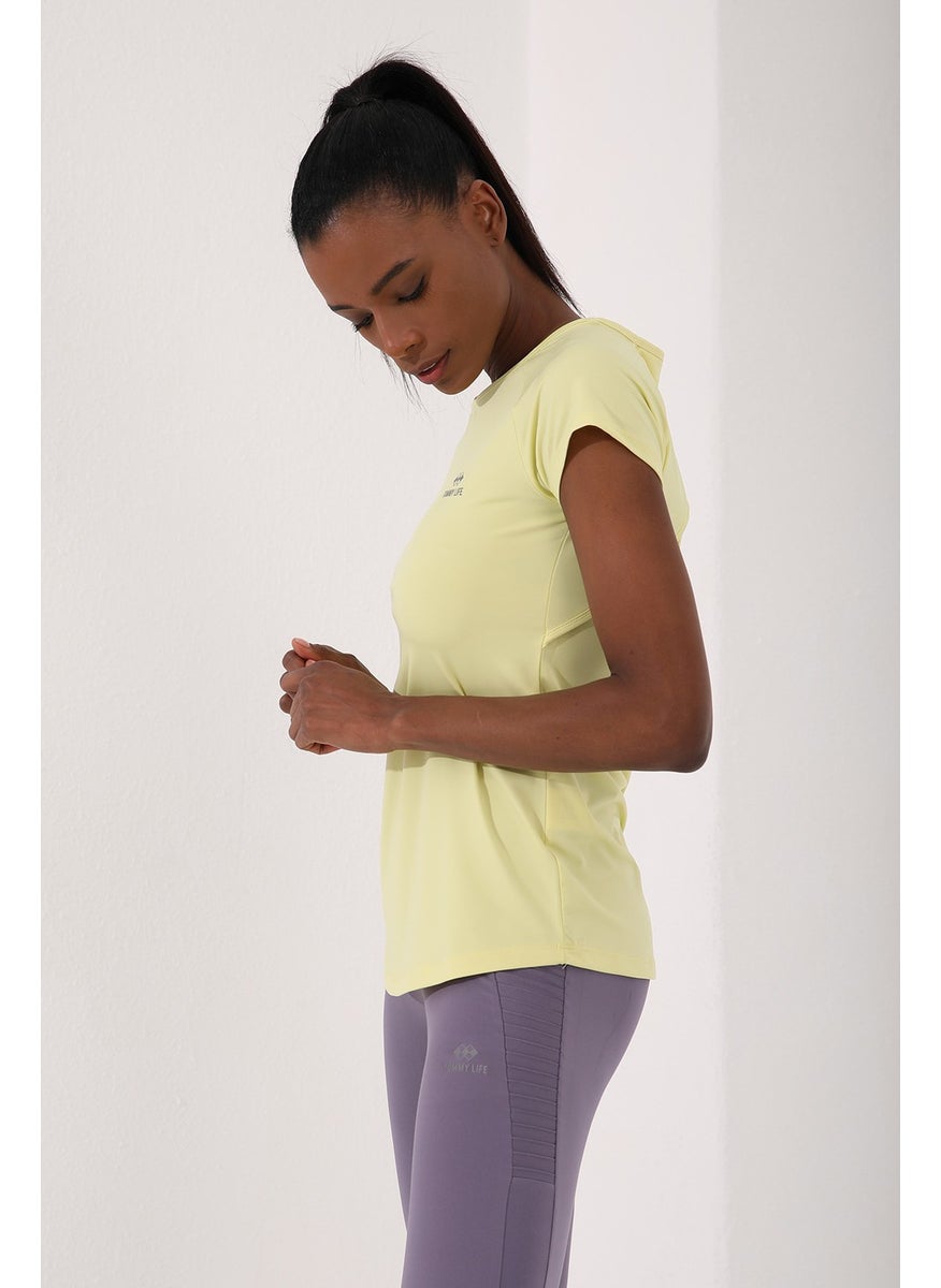 Lemon Women's Back Window Short Sleeve Standard Pattern O Neck T-Shirt - 97101