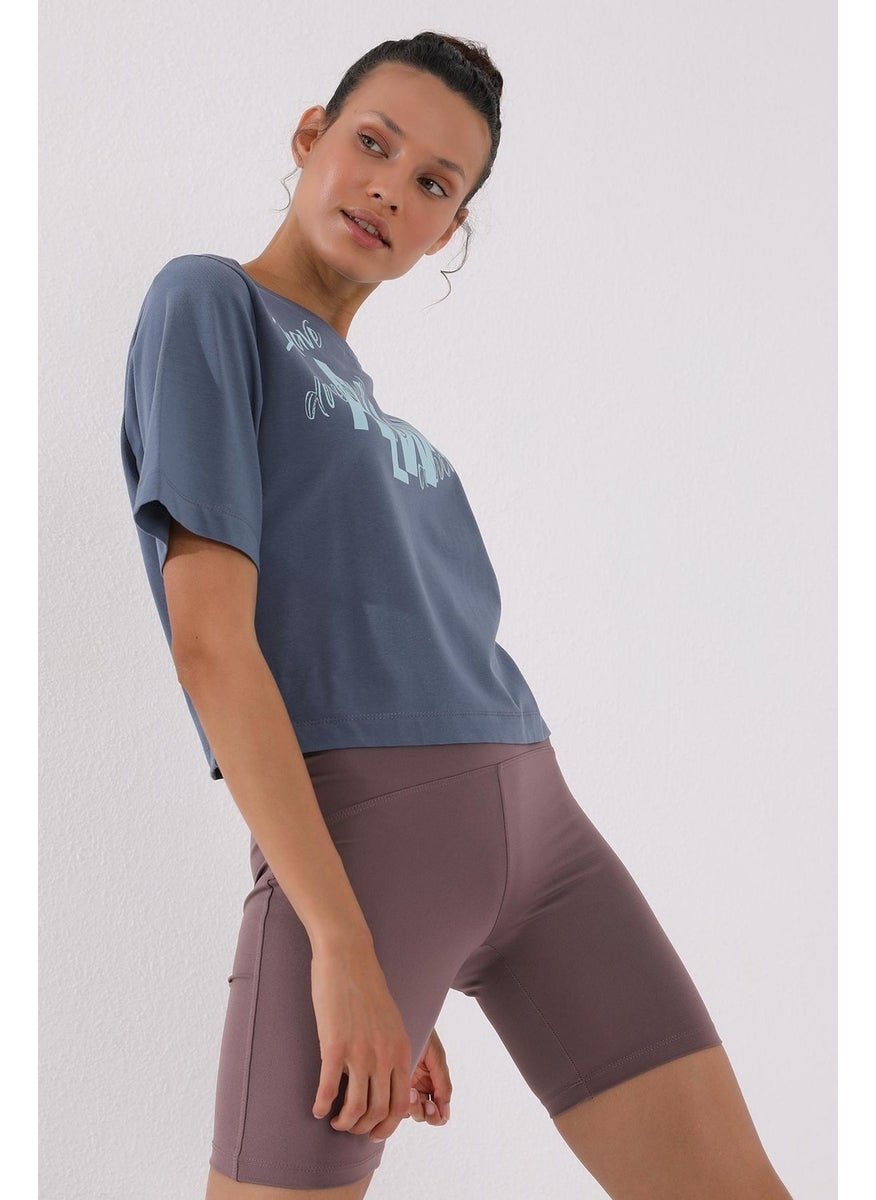 Petrol Women's Asymmetrical Text Printed Oversize O Neck T-Shirt - 97136