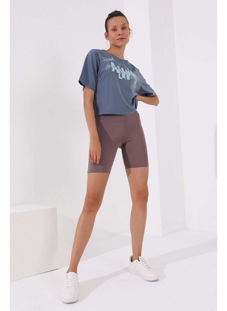 Petrol Women's Asymmetrical Text Printed Oversize O Neck T-Shirt - 97136
