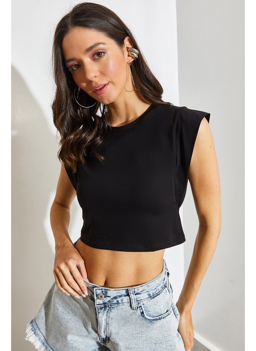 Women's Shoulder Detailed Basic Combed Cotton T-Shirt