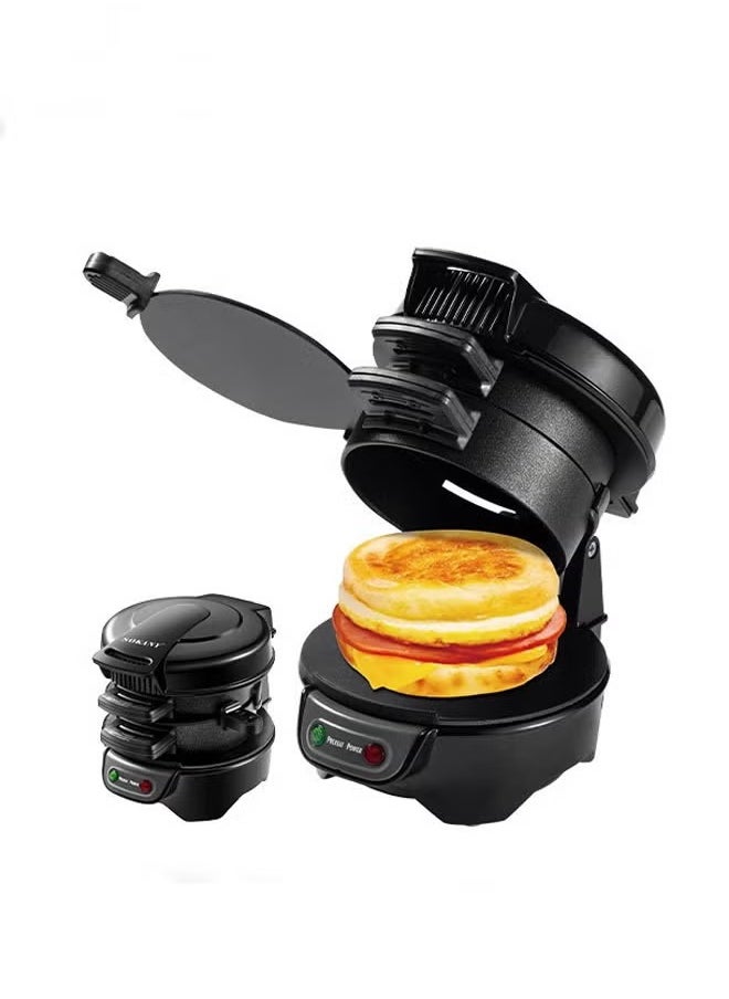 Multifunctional Burger Press Machine, 600W Breakfast Electric Sandwich Maker,with Egg Cooker Ring and Non-Stick Coated Plates,for Hamburgers