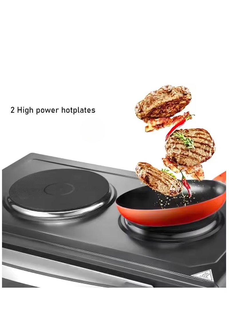 45L Electric Oven with Hot Plate – 1700W Fast Cooking Countertop Oven, Baking & Grilling – Elegant Design, Adjustable Thermostat, Easy-to-Clean – Perfect for Small Kitchens, Apartments