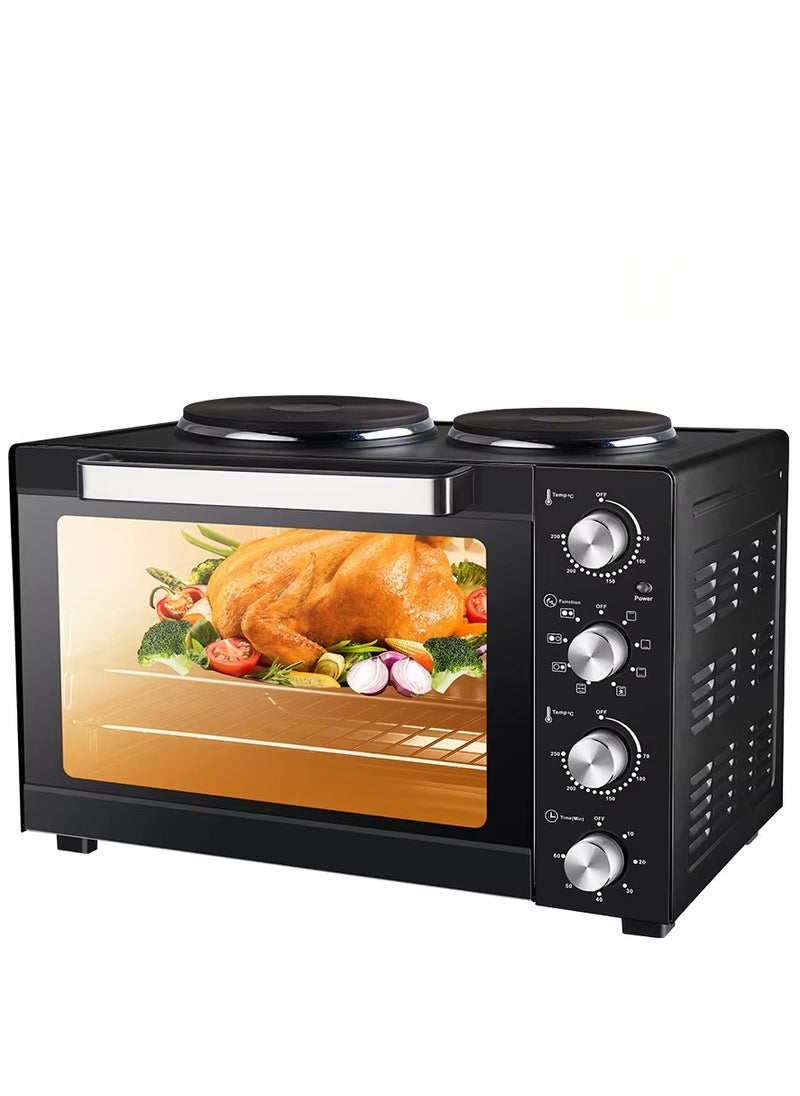 45L Electric Oven with Hot Plate – 1700W Fast Cooking Countertop Oven, Baking & Grilling – Elegant Design, Adjustable Thermostat, Easy-to-Clean – Perfect for Small Kitchens, Apartments