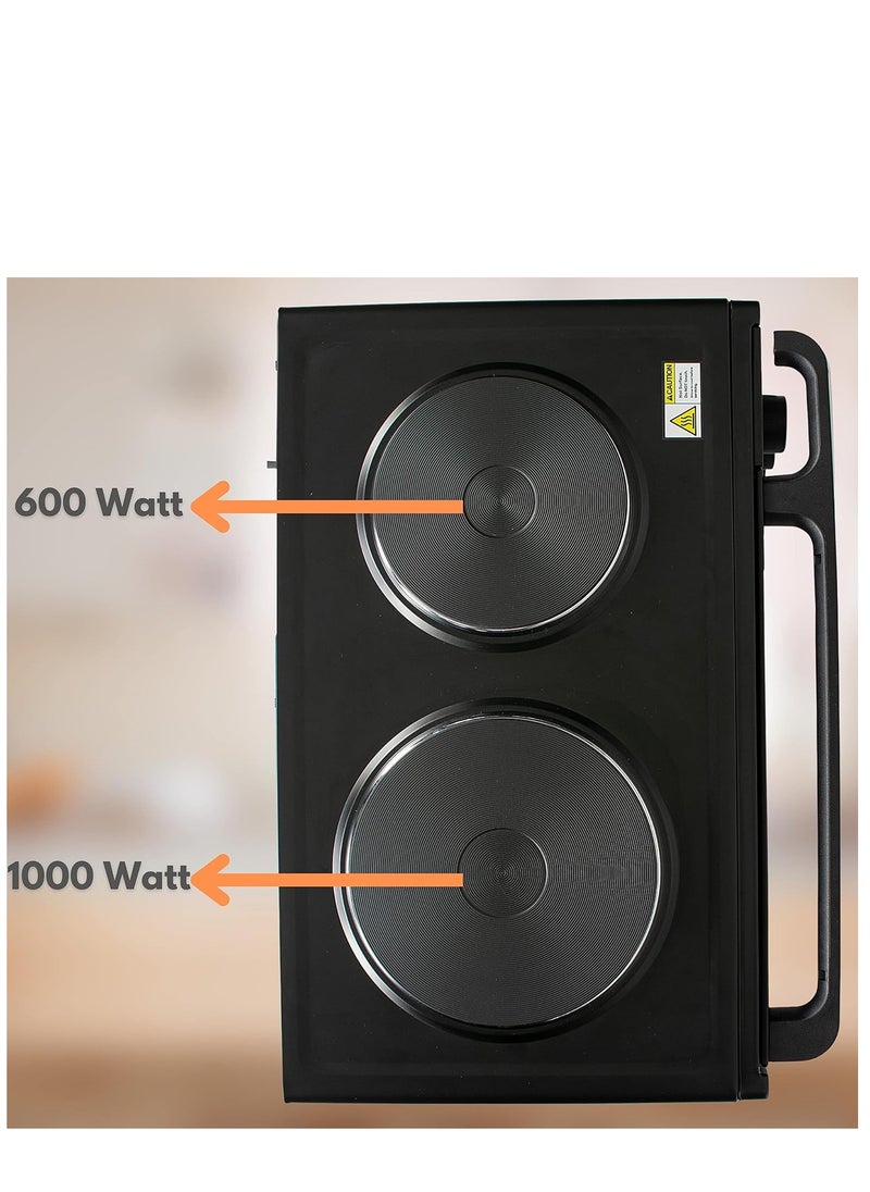 45L Electric Oven with Hot Plate – 1700W Fast Cooking Countertop Oven, Baking & Grilling – Elegant Design, Adjustable Thermostat, Easy-to-Clean – Perfect for Small Kitchens, Apartments