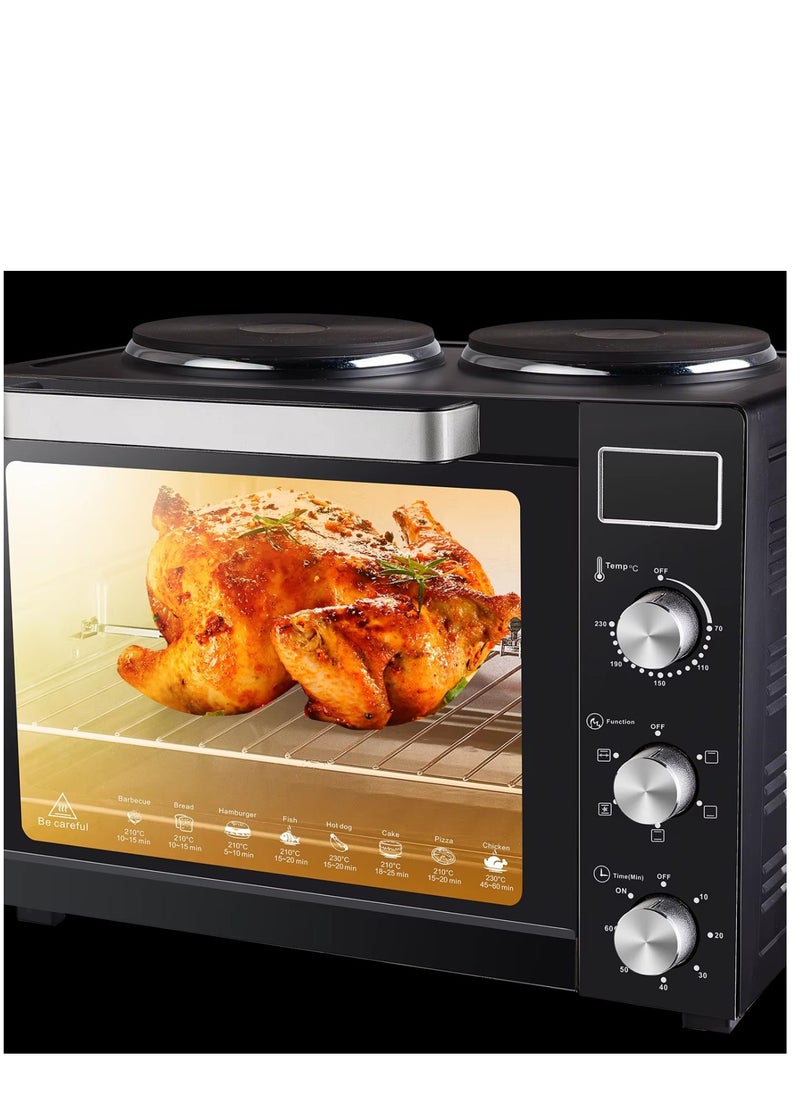 45L Electric Oven with Hot Plate – 1700W Fast Cooking Countertop Oven, Baking & Grilling – Elegant Design, Adjustable Thermostat, Easy-to-Clean – Perfect for Small Kitchens, Apartments