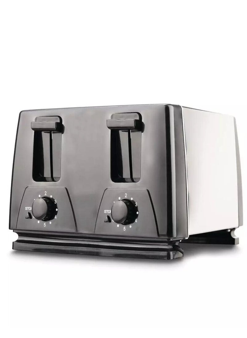 4 Slice Toaster with 2 Adjustable Browning Control knob, Stop Function & Removable Crumb Tray Breakfast Maker Stainless Steel Bread Toaster