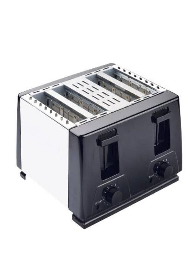 4 Slice Toaster with 2 Adjustable Browning Control knob, Stop Function & Removable Crumb Tray Breakfast Maker Stainless Steel Bread Toaster