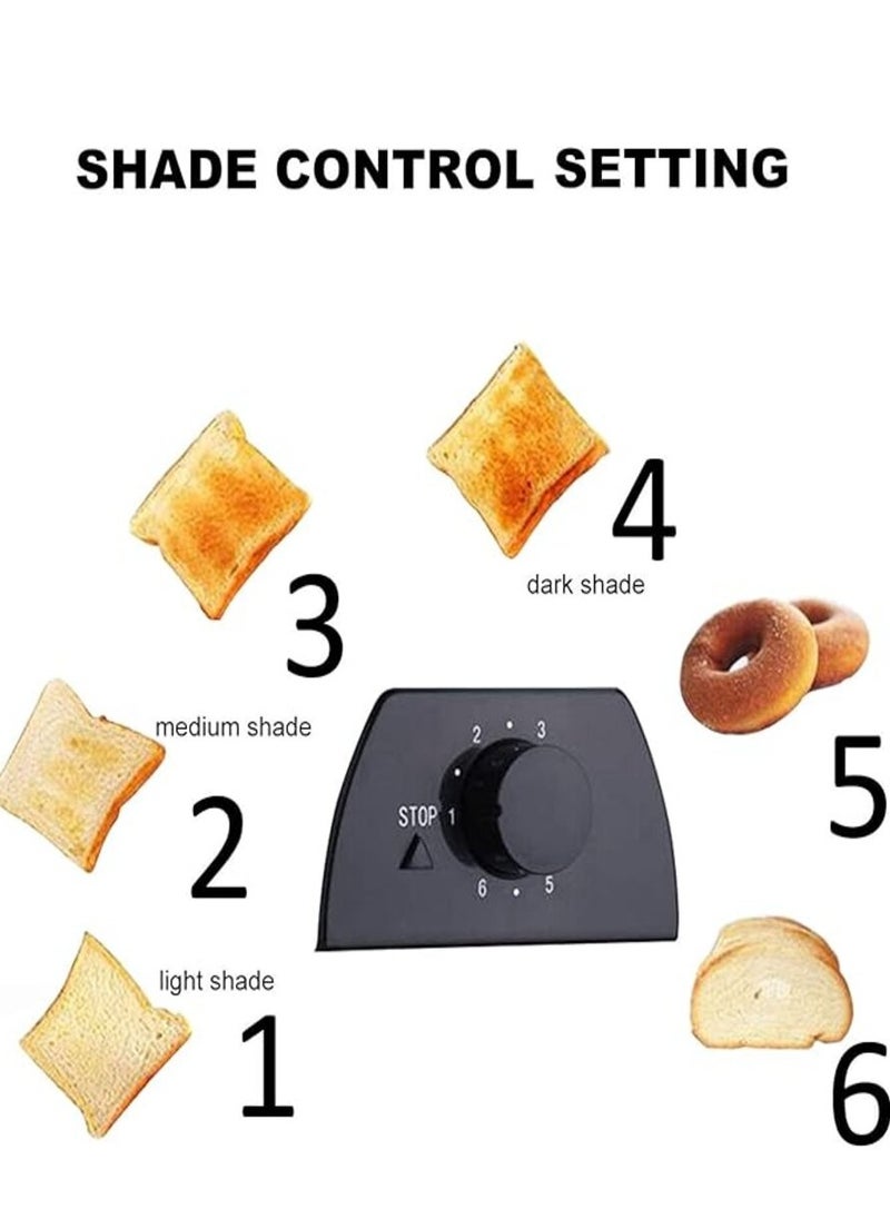 4 Slice Toaster with 2 Adjustable Browning Control knob, Stop Function & Removable Crumb Tray Breakfast Maker Stainless Steel Bread Toaster