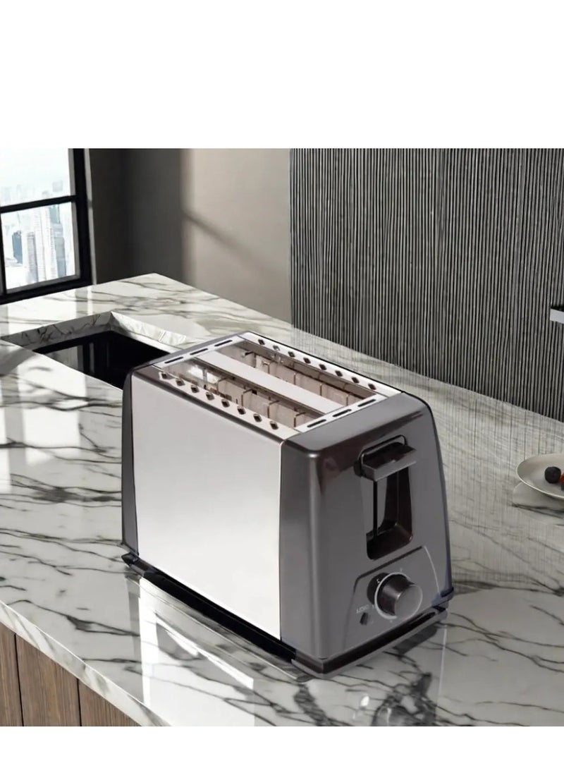 2 Slice Toaster with Adjustable Browning Control knob, Stop Function & Removable Crumb Tray Breakfast Maker Stainless Steel Bread Toaster