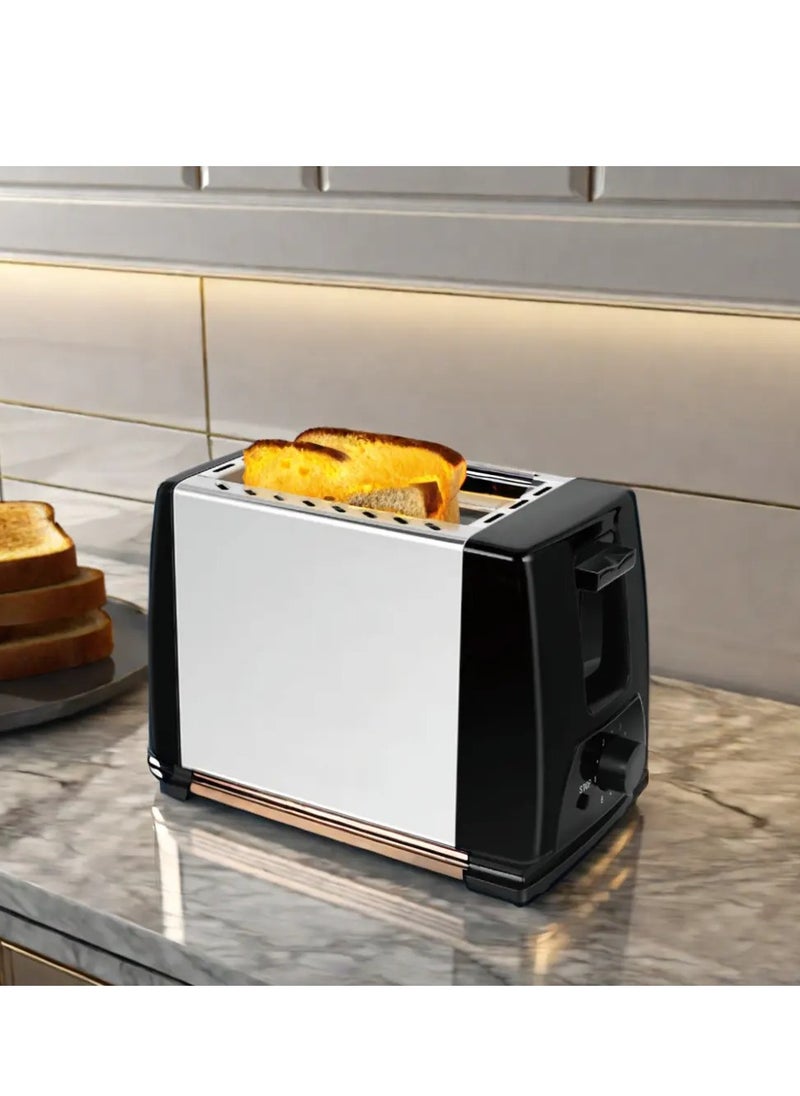 2 Slice Toaster with Adjustable Browning Control knob, Stop Function & Removable Crumb Tray Breakfast Maker Stainless Steel Bread Toaster