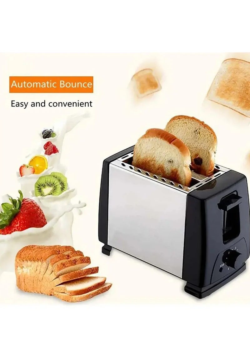 2 Slice Toaster with Adjustable Browning Control knob, Stop Function & Removable Crumb Tray Breakfast Maker Stainless Steel Bread Toaster