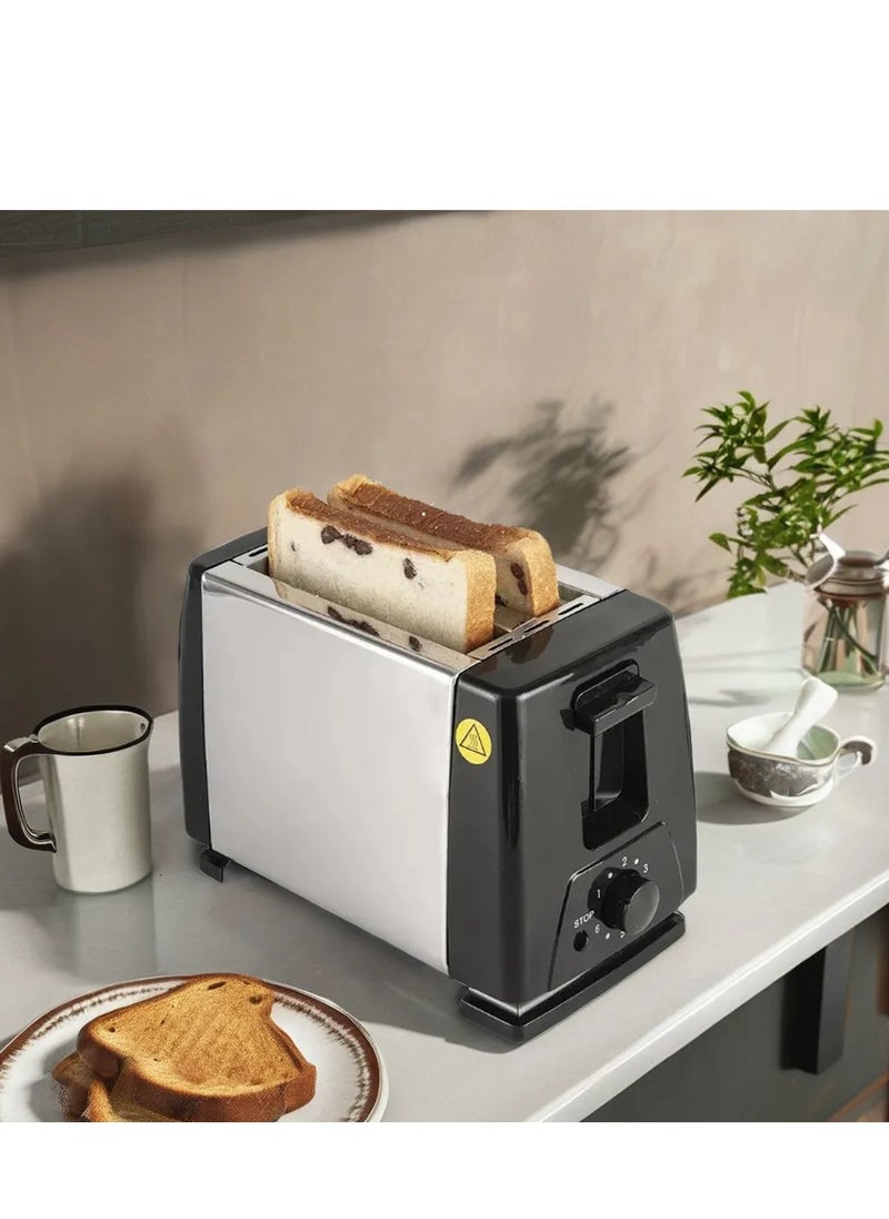 2 Slice Toaster with Adjustable Browning Control knob, Stop Function & Removable Crumb Tray Breakfast Maker Stainless Steel Bread Toaster