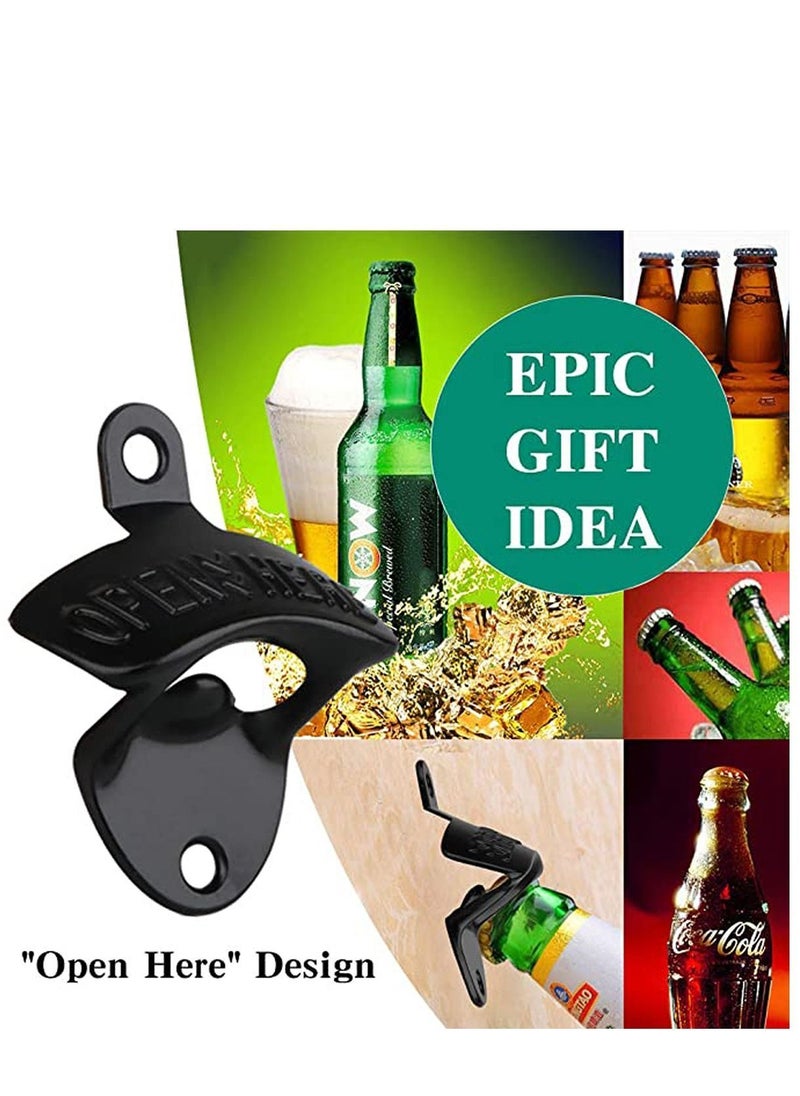 4 Pcs Bottle Opener Wall Mounted, Antique Metal Top Openers Hardware With Mount Screws Set