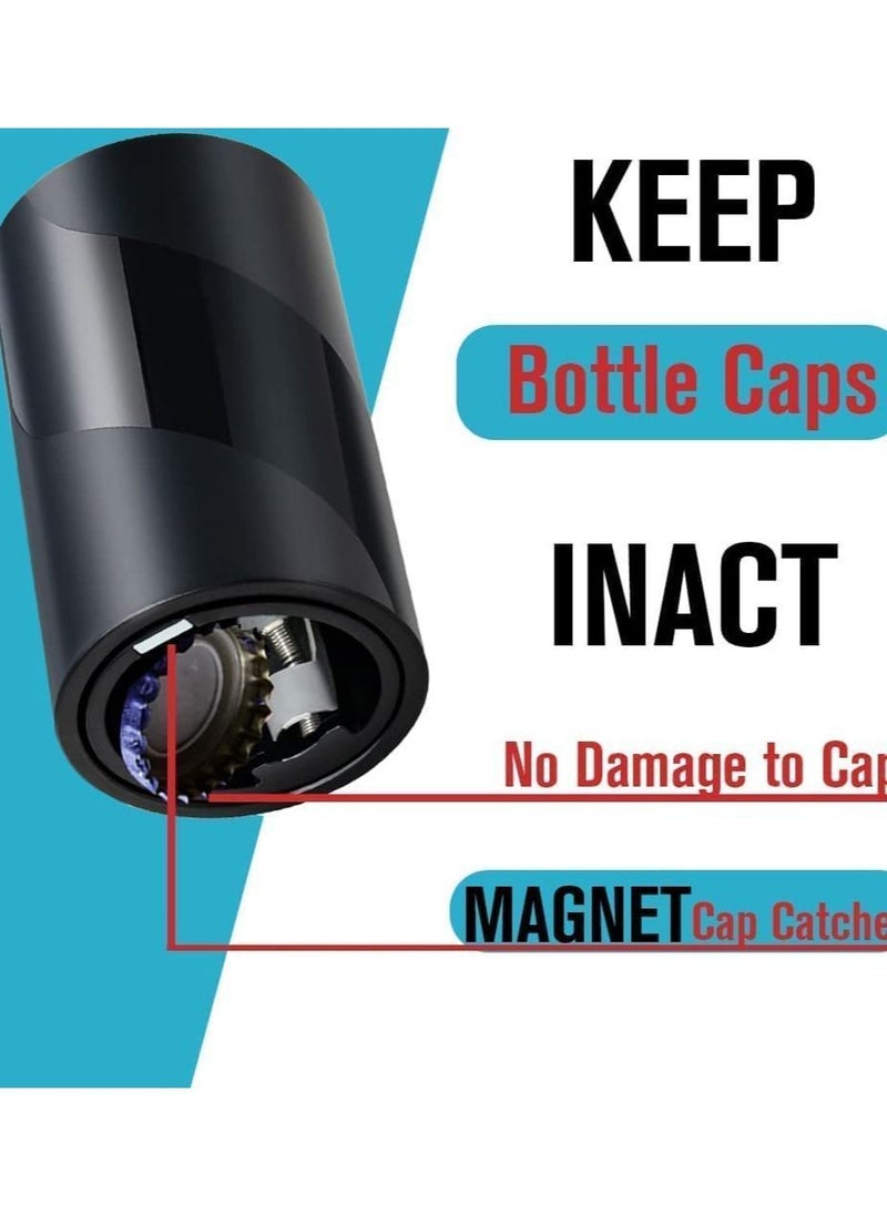【2 PACK】 Push Down-Pop Off Beer Bottle Opener with Cap Catcher, No Damage to Caps，Automatic Decapitator Beer/Soda Top Openers，One-Hand Easy/Funny Lid Open,Cool Bartender Tools