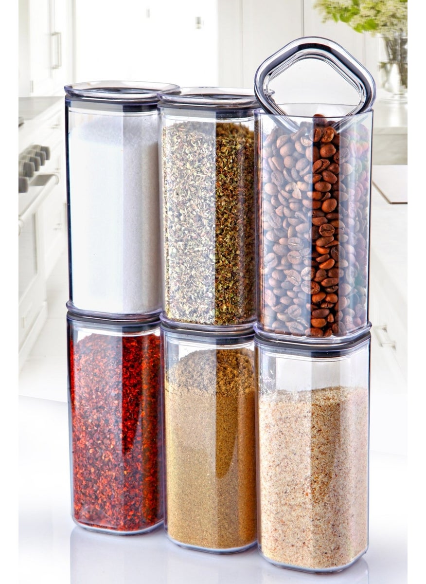 6 Pieces 320ML. Square Gasketed Labeled Spice Storage Container