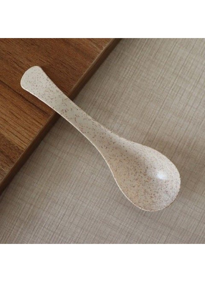 Rice Shell Spoon Disposable Spoon Household Commercial Packaging Take-away Dessert Children's Chinese Degradable Soup Spoon-Color:∥№∩♀300 Light Rice Husk Spoons⊙