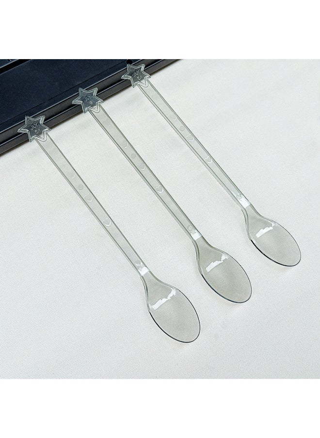 Disposable Long Handle Fork Spoon Baked Fairy Milk Tea Fruit Fish Take-out Dessert Ice Cream Spoon 21cm Fruit Fork Factory-Specifications:Buy 4 Get 1 Free Buy 8 Get 2 Free Buy More And Get More-Color:21cm Long Spoon Semi-transparent 100 Pieces Simple Package