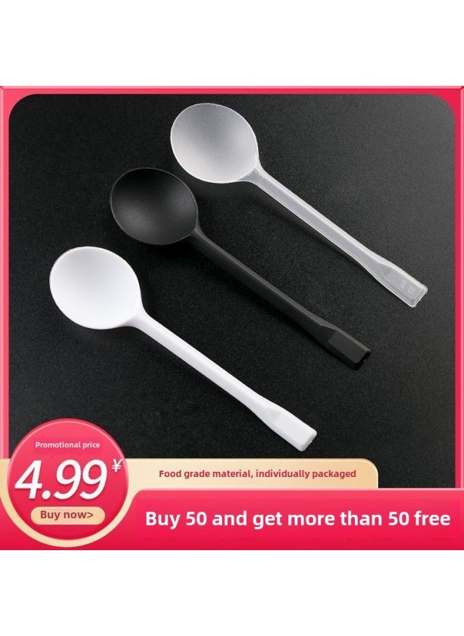 Disposable Spoon Soup Spoon Independent Packaging Commercial Plastic Spoon Dessert Spoon 1000 Only One Wholesale-Specifications:Buy 50 And Get 50 Free, 100 Pieces Will Be Sent-Color:∥№∩♀Easy To Use And Not Expensive (simple Decoration) Black⊙