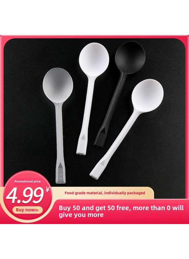 Disposable Spoon Soup Spoon Independent Packaging Commercial Plastic Spoon Dessert Spoon 1000 Only One Wholesale-Specifications:Buy 50 And Get 50 Free, 100 Pieces Will Be Sent-Color:∥№∩♀Easy To Use And Not Expensive (simple Decoration) Black⊙