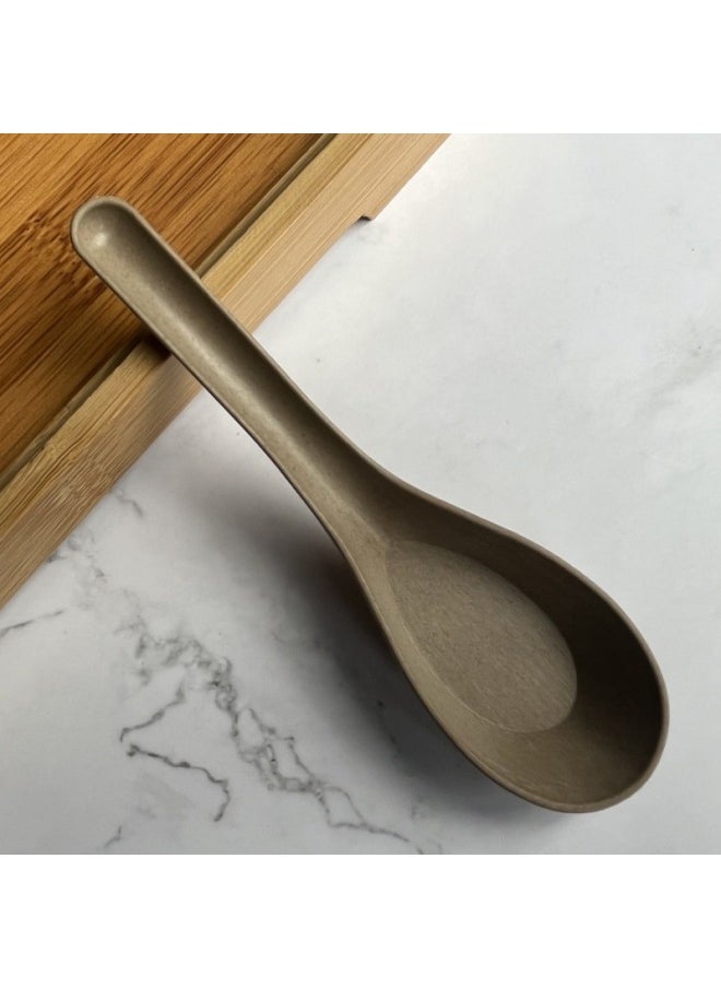 Rice Shell Spoon Disposable Spoon Household Commercial Packaging Take-away Dessert Children's Chinese Degradable Soup Spoon-Color:∥№∩♀1000 Dark Rice Husk Spoons⊙
