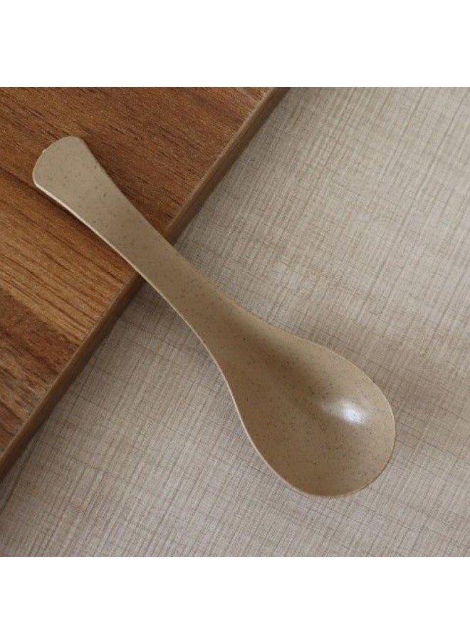 Rice Shell Spoon Disposable Spoon Household Commercial Packaging Take-away Dessert Children's Chinese Degradable Soup Spoon-Color:∥№∩♀1000 Dark Rice Husk Spoons⊙