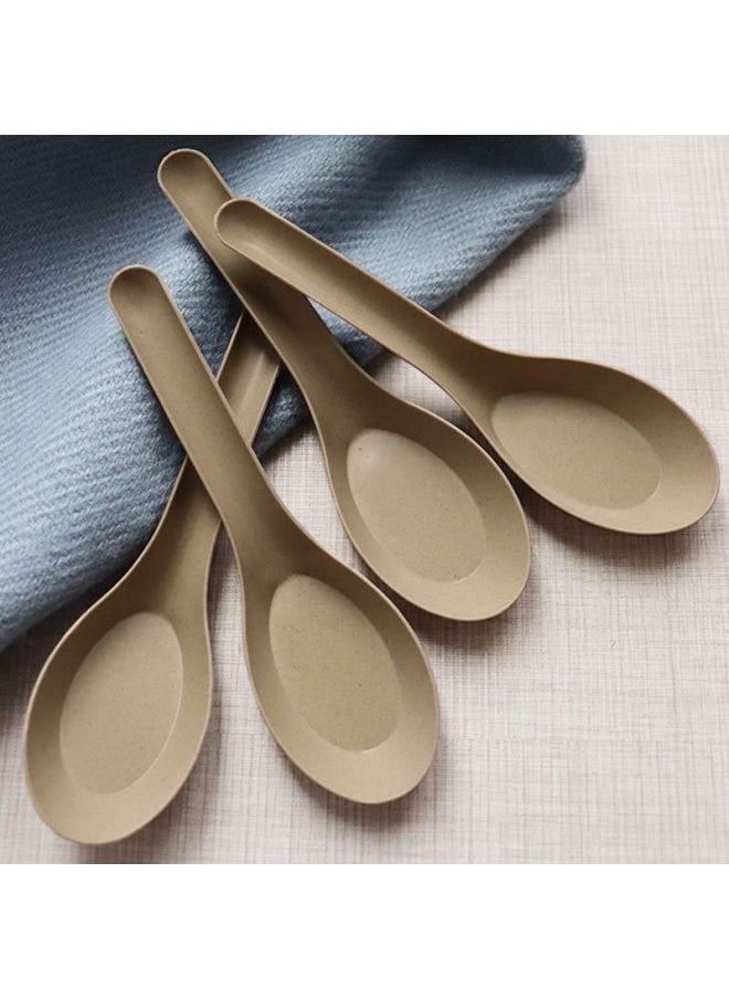 Rice Shell Spoon Disposable Spoon Household Commercial Packaging Take-away Dessert Children's Chinese Degradable Soup Spoon-Color:∥№∩♀1000 Dark Rice Husk Spoons⊙