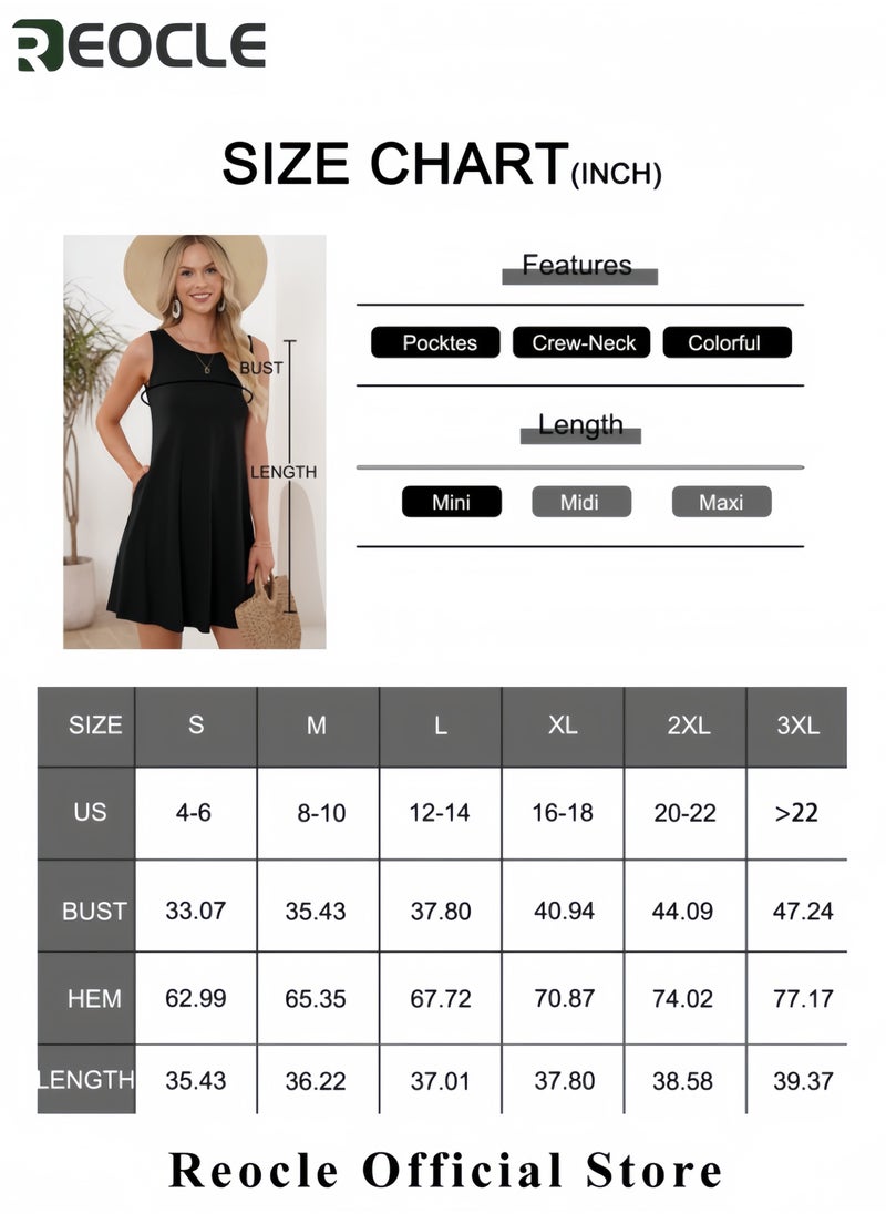 Women's Summer Sundress Casual Floral Sleeveless Beach Dresses with Pockets