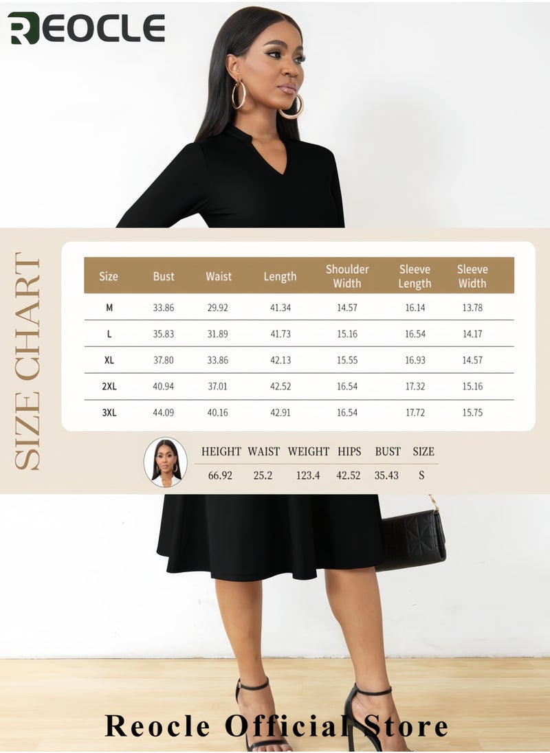 Casual Dresses for Women Semi Formal Fit and Flare 3/4 Sleeve A-line Church Work Dress with Pockets