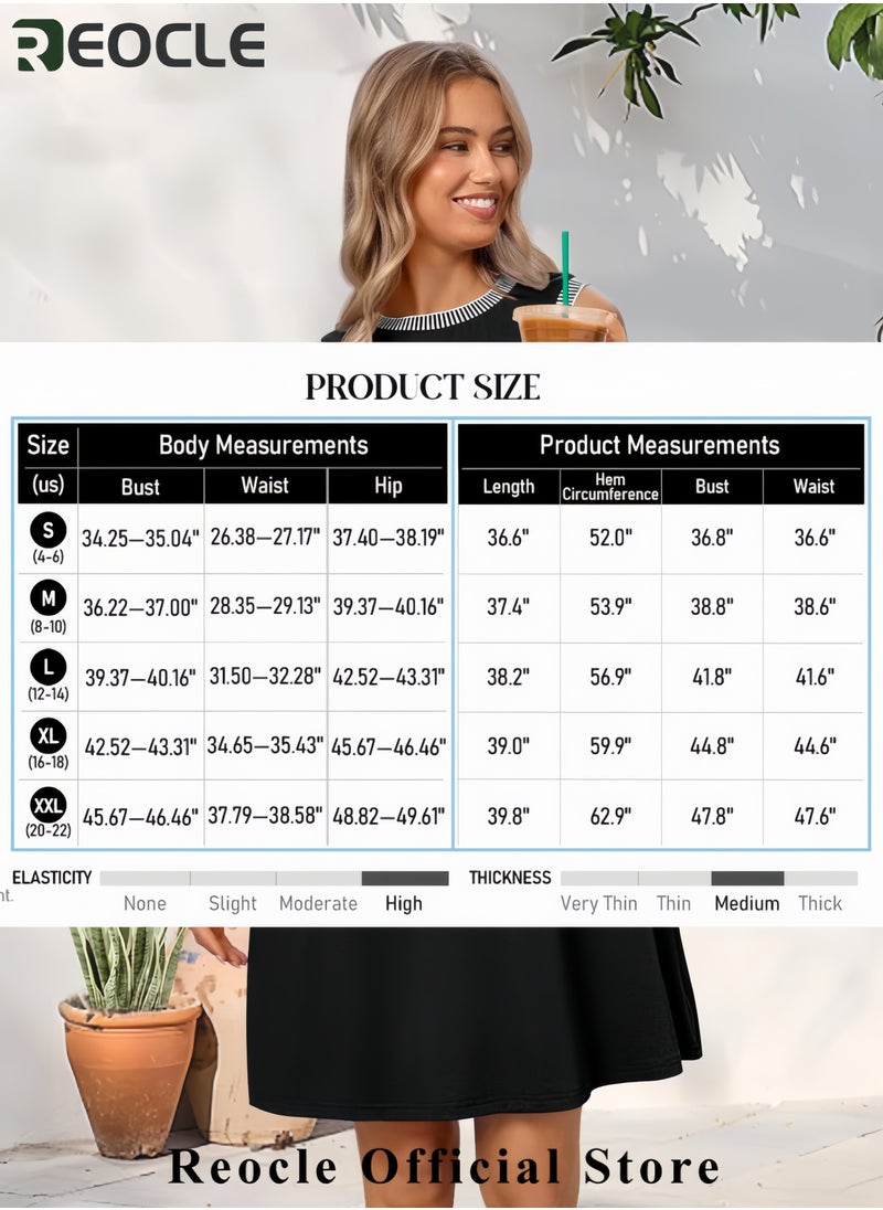 Women's Summer Spring Casual Sundress Beach Vacation Sleeveless Tank Crewneck Coverup Mini Dresses