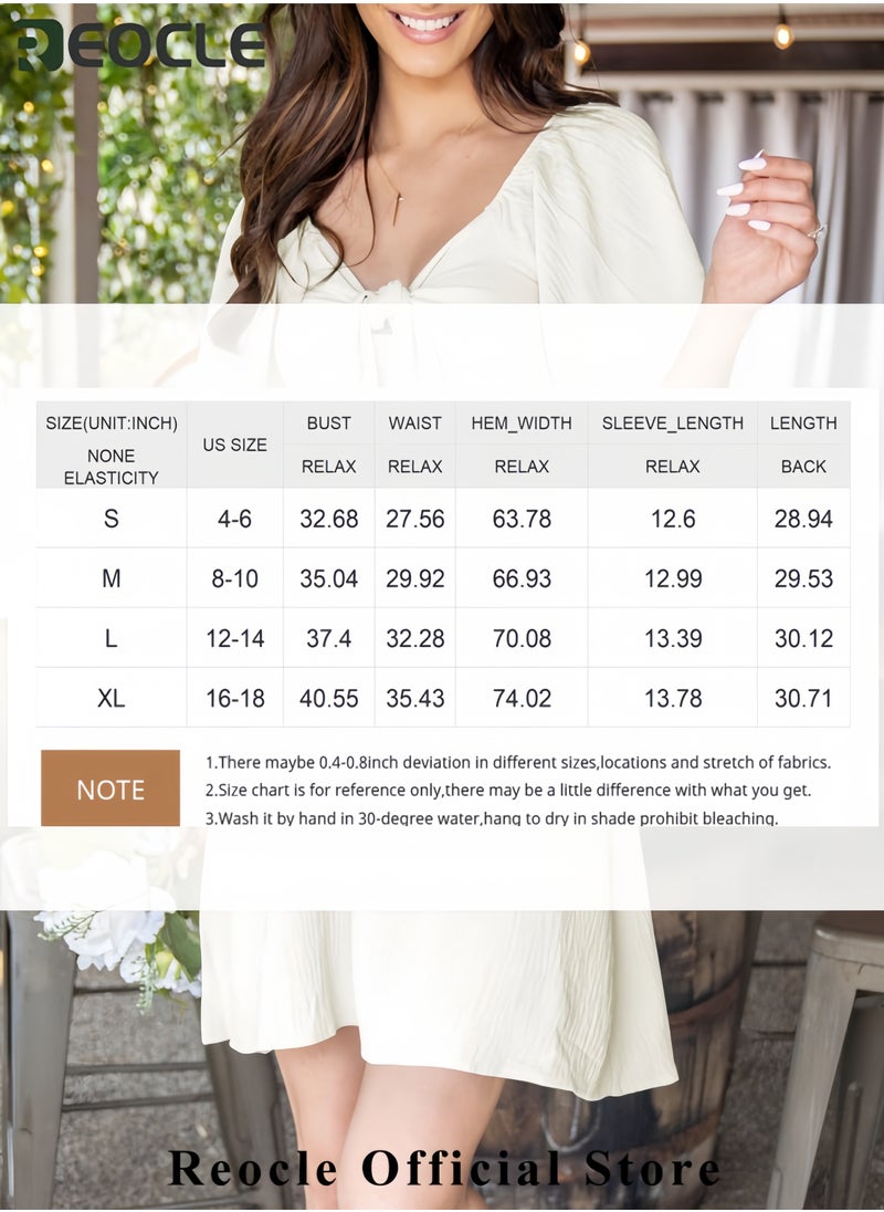 Womens Dresses Spring Summer Deep V Neck Elegant Bow tie Mini Dress S-XL