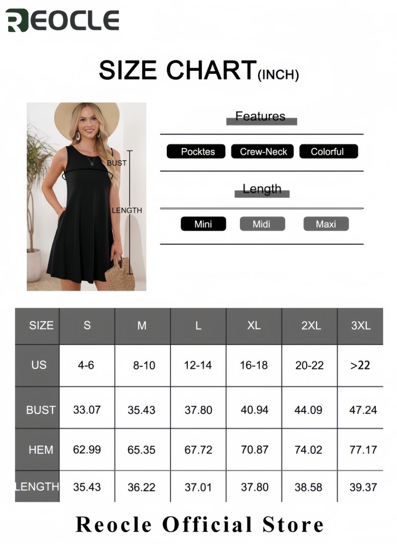 Women's Summer Sundress Casual Floral Sleeveless Beach Dresses with Pockets