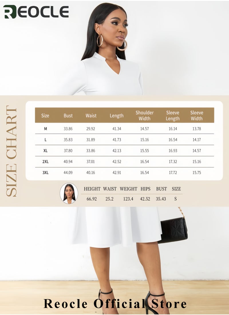 Casual Dresses for Women Semi Formal Fit and Flare 3/4 Sleeve A-line Church Work Dress with Pockets