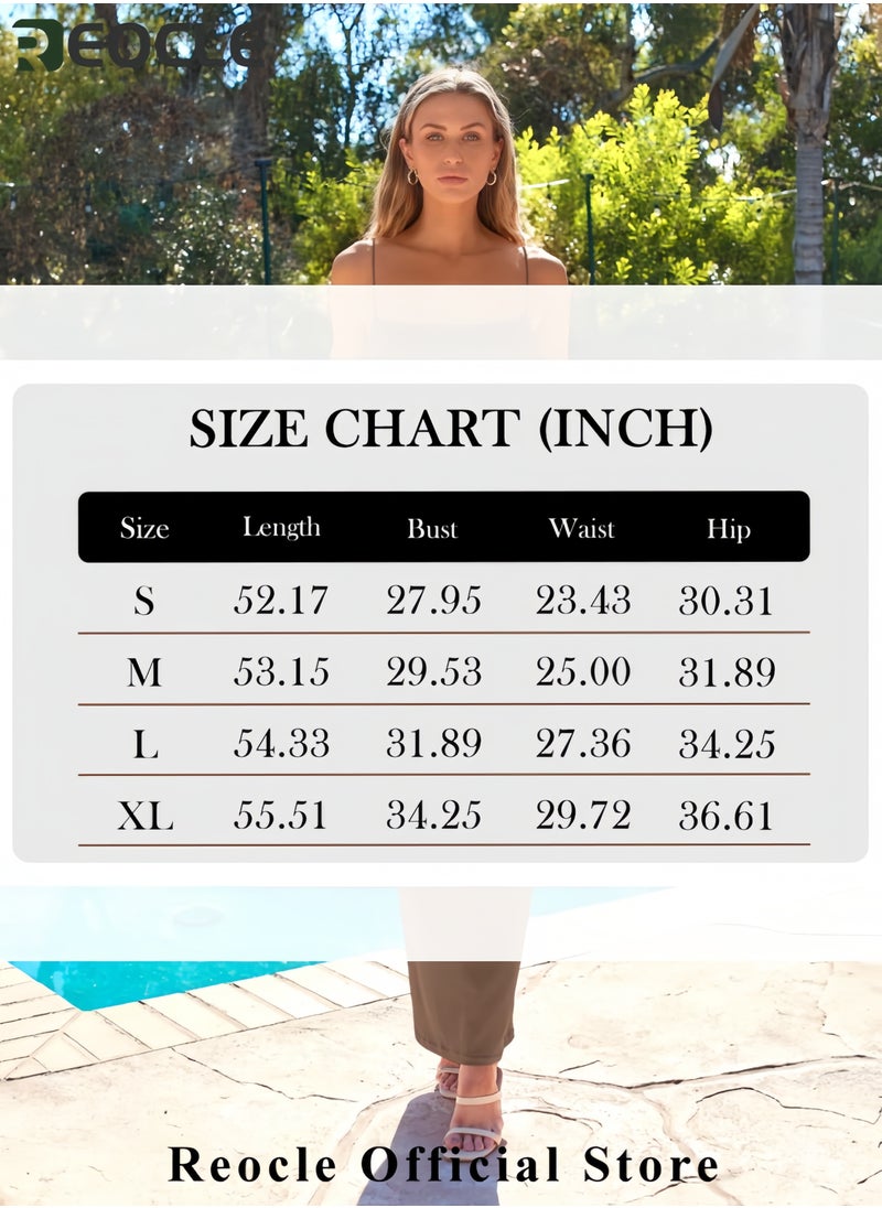 Womens Summer Casual Slip Dresses Spaghetti Strap Bodycon Maxi Dress