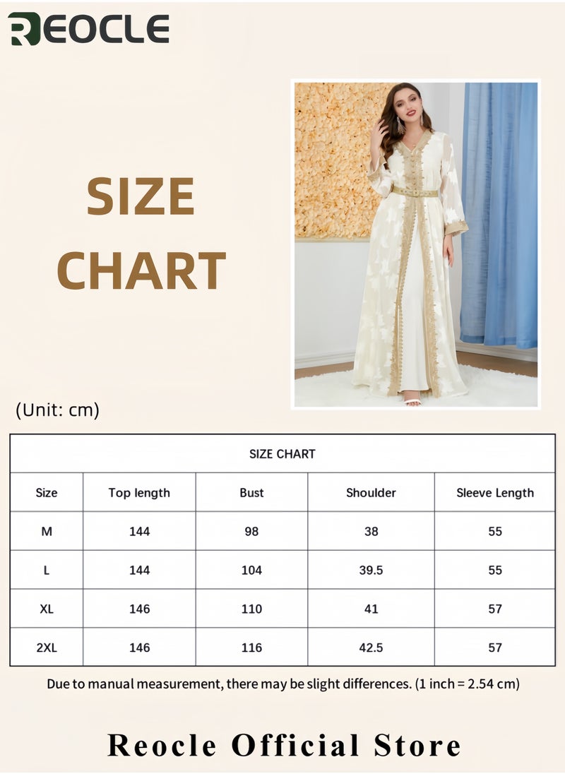 Women's Elegant Embroidered Kaftan Gown Luxury Chiffon Satin Maxi Dress with Golden Lace Details Formal Abaya for Weddings Banquets & Special Occasions