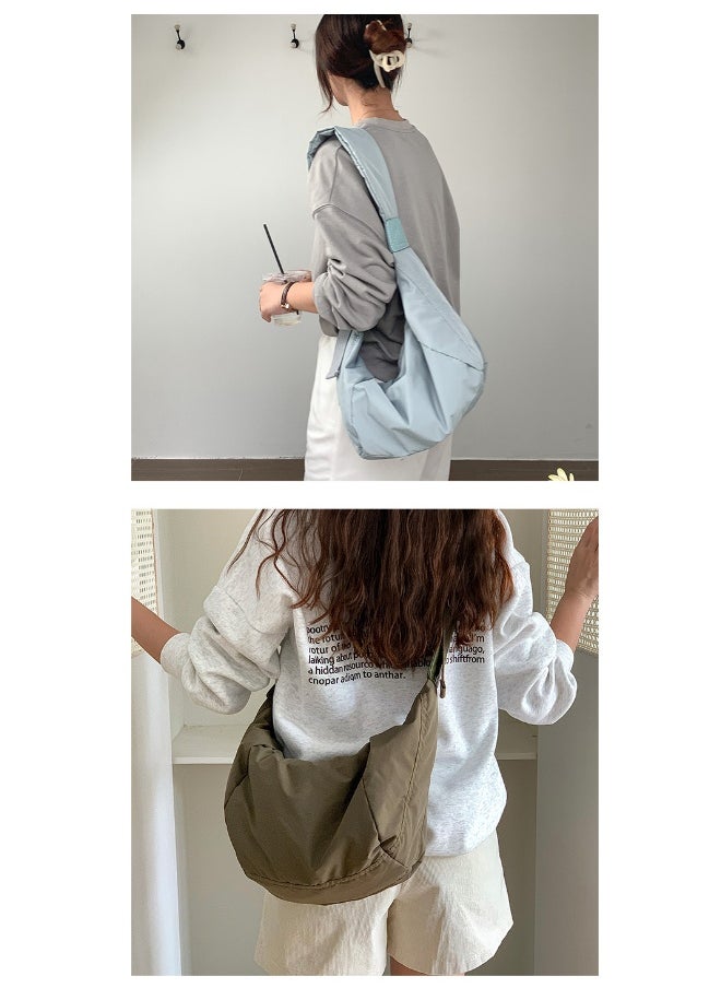 Korean Bag Women's Casual Single Shoulder Crossbody Bag Large Capacity Niche Fashion Wide Shoulder Strap Nylon Dumpling Bag Female