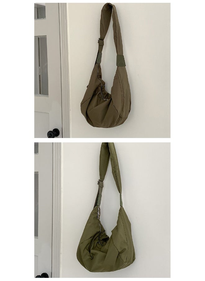 Korean Bag Women's Casual Single Shoulder Crossbody Bag Large Capacity Niche Fashion Wide Shoulder Strap Nylon Dumpling Bag Female