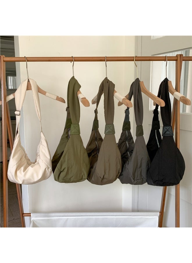 Korean Bag Women's Casual Single Shoulder Crossbody Bag Large Capacity Niche Fashion Wide Shoulder Strap Nylon Dumpling Bag Female
