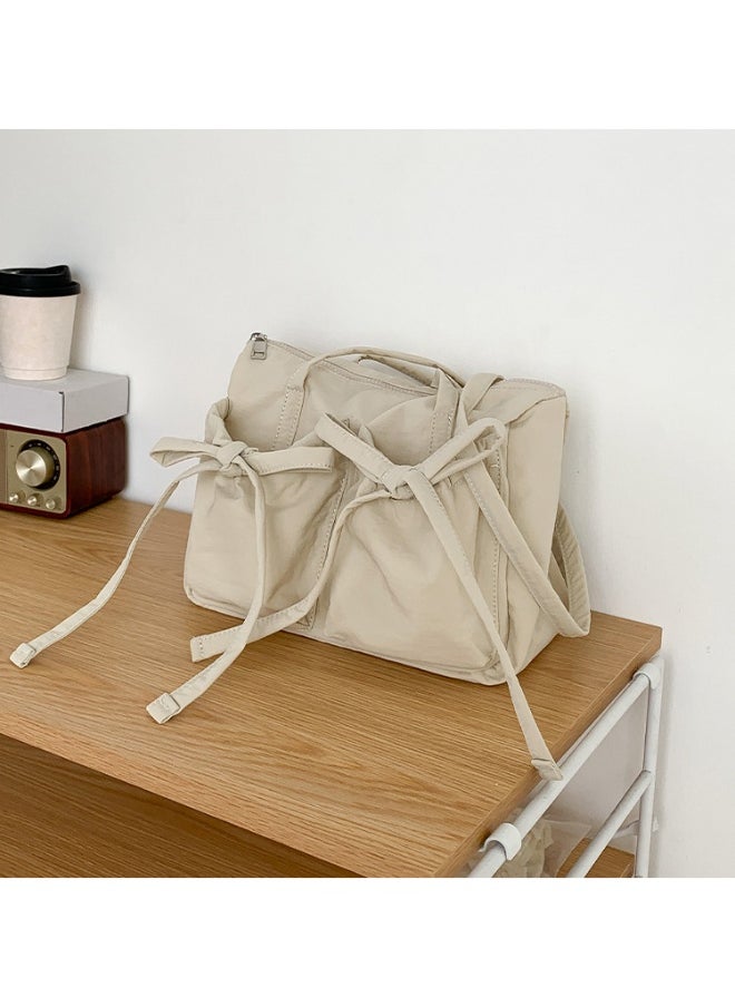 Fashion Bow Tote Bag Summer Luxury Sense Large Capacity Shoulder Bag Women's Simple Velcron Commuter Bag