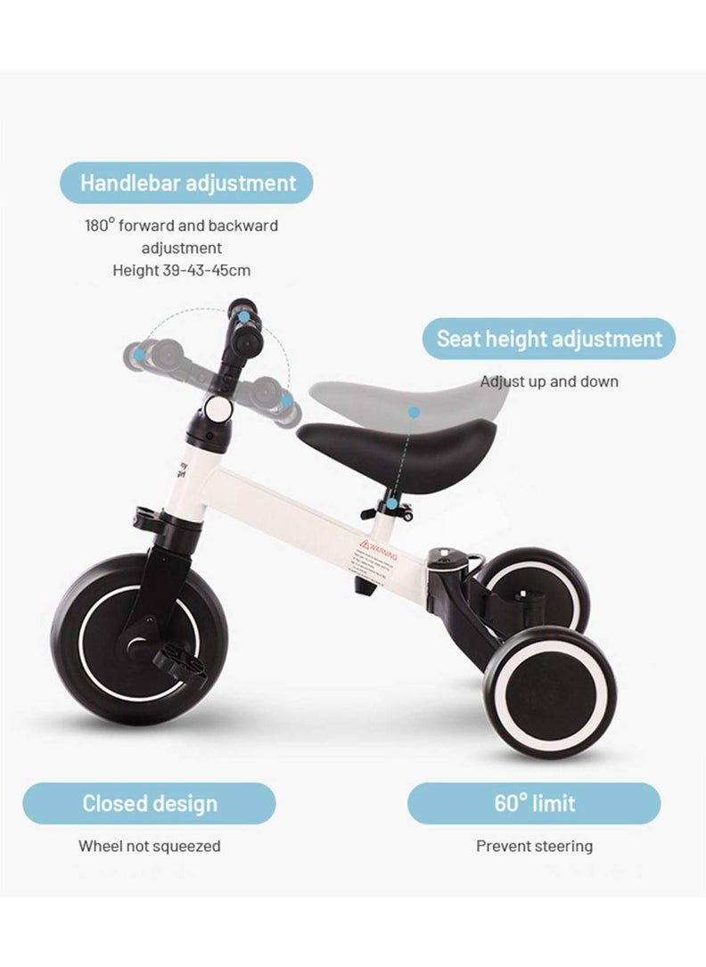 4 in 1 Kids Tricycle for 1.5 - 5 Years, Multipurpose Child  Tricycle, Toddlers Trike with Adjustable Seat Indoor Outdoor, Boys Girls Kids First Birthday Gifts White