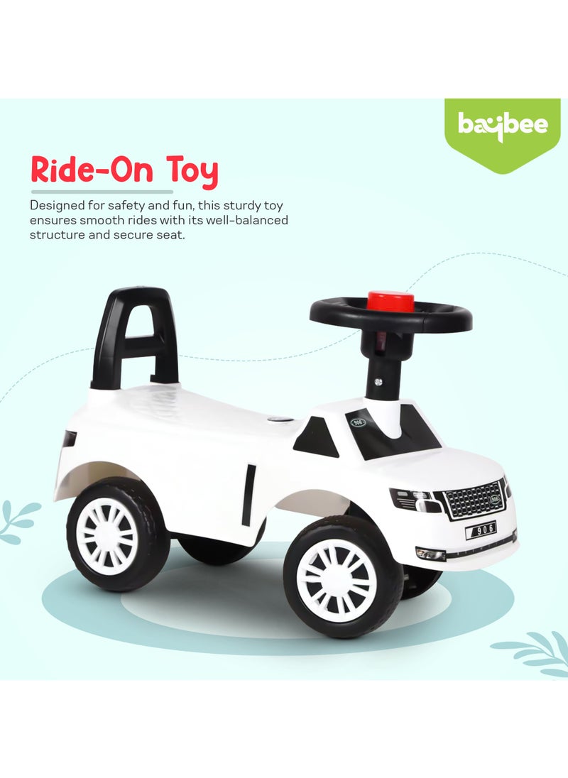 Baybee Herbie Ride on car for kids, Baby car with Horn & Backrest, Baby Push Car for Toddlers Baby Ride on Toy Car for Kids to Drive 1+ Years Boys Girls Small White