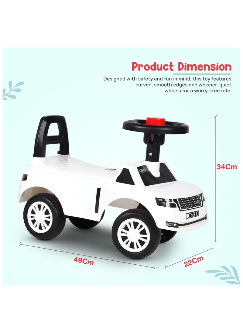 Baybee Herbie Ride on car for kids, Baby car with Horn & Backrest, Baby Push Car for Toddlers Baby Ride on Toy Car for Kids to Drive 1+ Years Boys Girls Small White