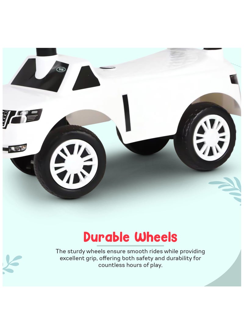 Baybee Herbie Ride on car for kids, Baby car with Horn & Backrest, Baby Push Car for Toddlers Baby Ride on Toy Car for Kids to Drive 1+ Years Boys Girls Small White