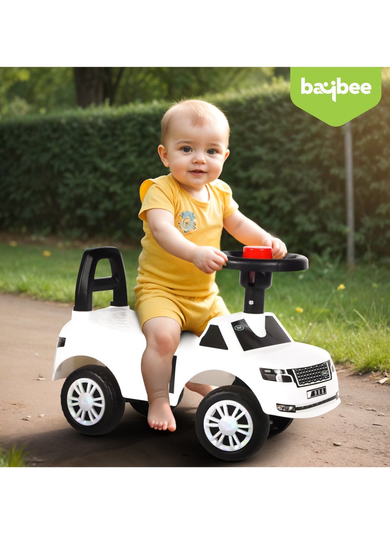 Baybee Herbie Ride on car for kids, Baby car with Horn & Backrest, Baby Push Car for Toddlers Baby Ride on Toy Car for Kids to Drive 1+ Years Boys Girls Small White